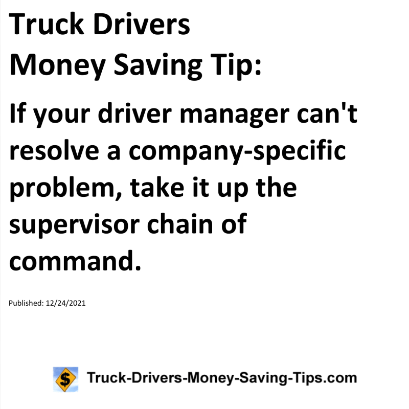 Truck Drivers Money Saving Tip for 12-24-2021