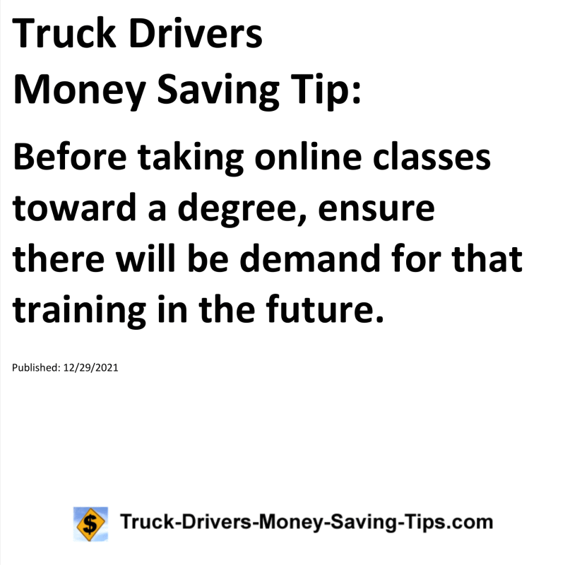 Truck Drivers Money Saving Tip for 12-29-2021