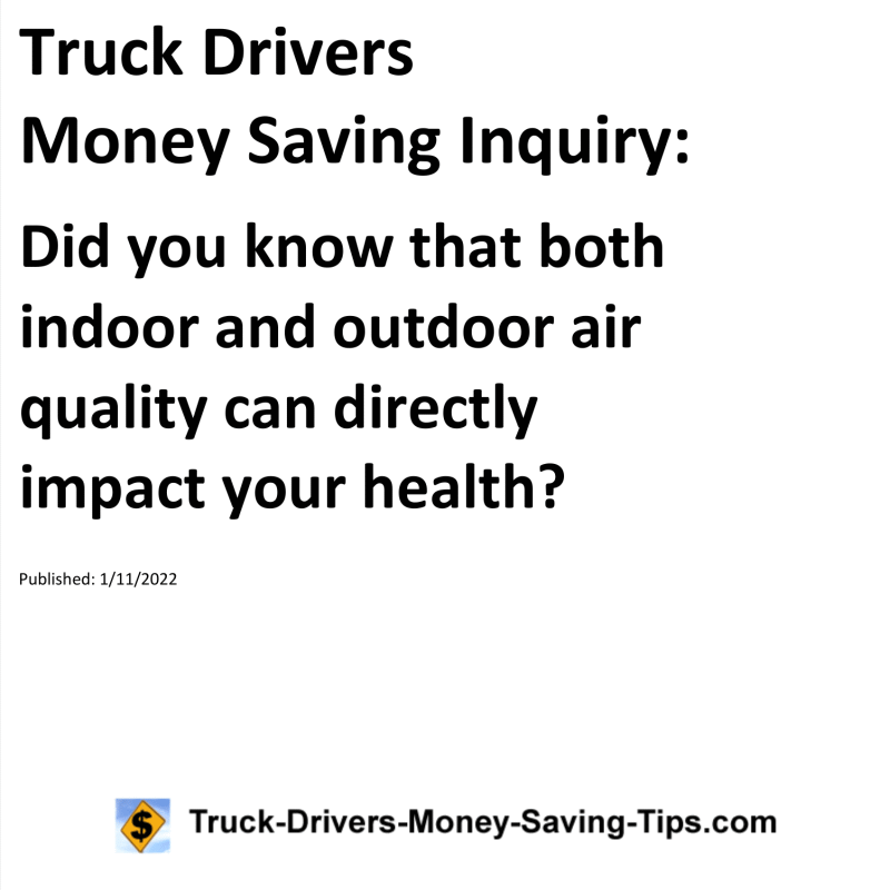 Truck Drivers Money Saving Tip for 01-11-2022