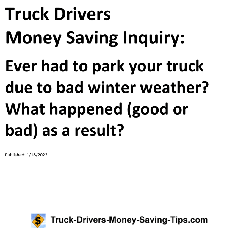 Truck Drivers Money Saving Tip for 01-18-2022