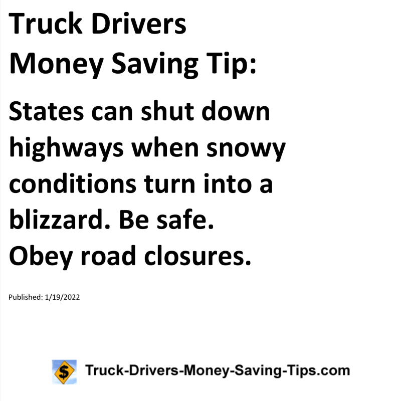 Truck Drivers Money Saving Tip for 01-19-2022