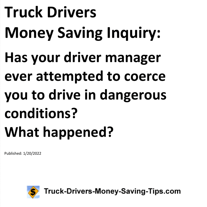 Truck Drivers Money Saving Tip for 01-20-2022