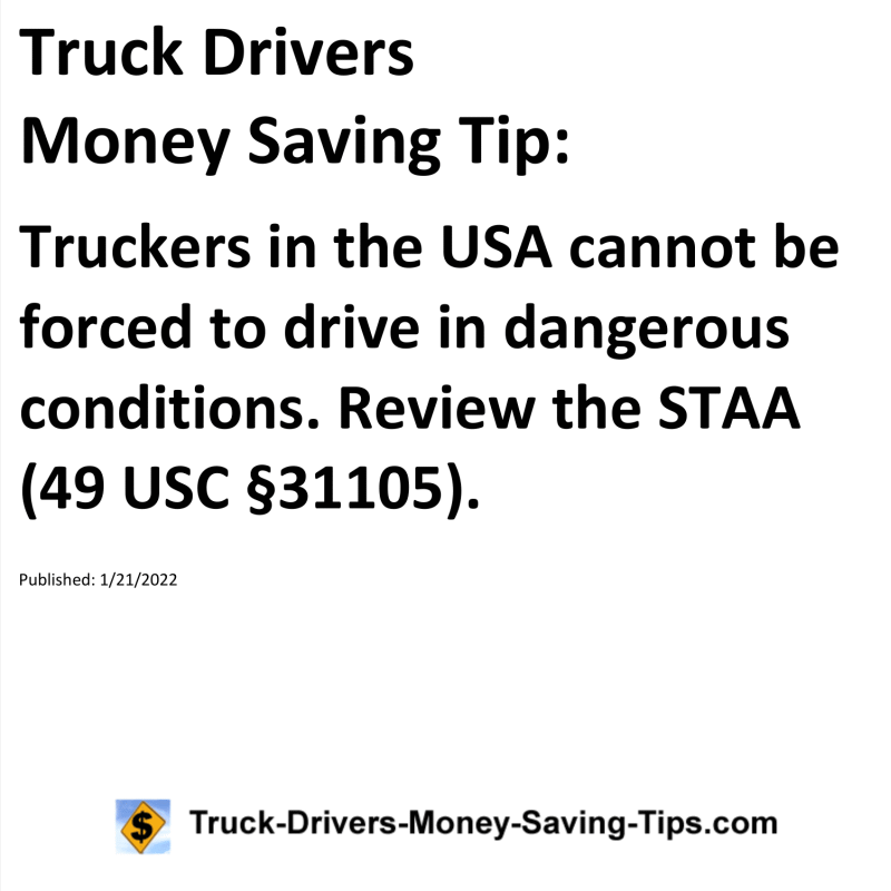 Truck Drivers Money Saving Tip for 01-21-2022