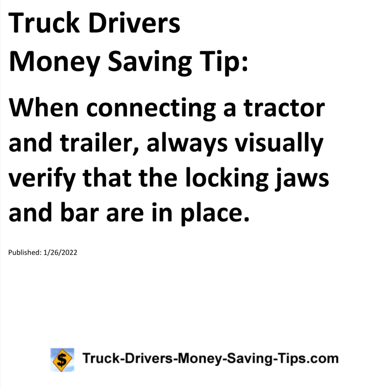 Truck Drivers Money Saving Tip for 01-26-2022