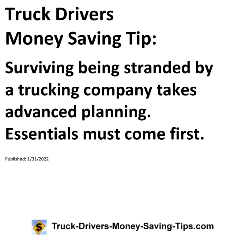 Truck Drivers Money Saving Tip for 01-31-2022