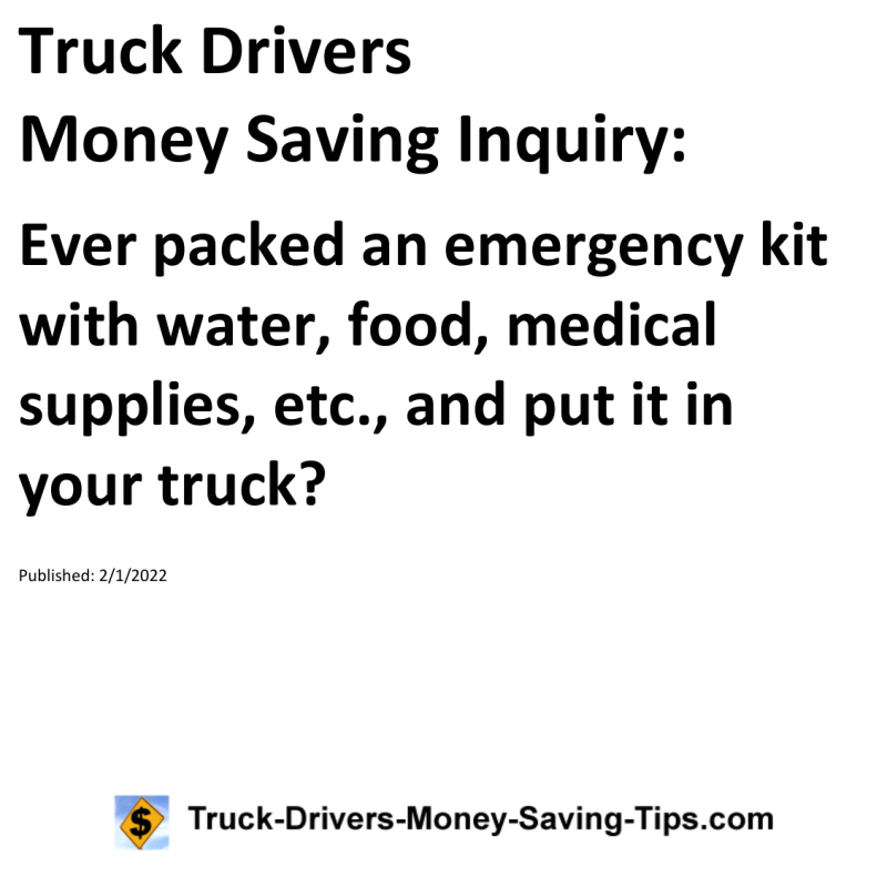 Truck Drivers Money Saving Tip for 02-01-2022