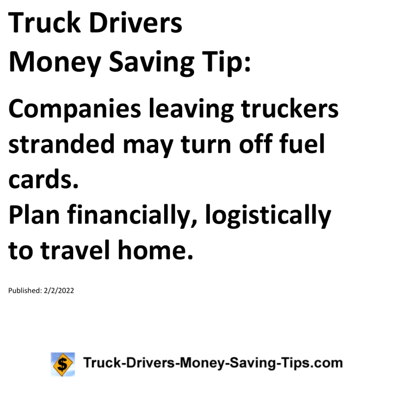 Truck Drivers Money Saving Tip for 02-02-2022