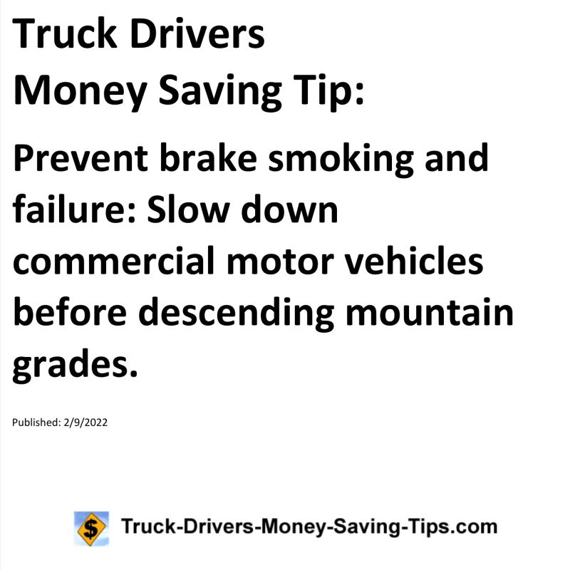 Truck Drivers Money Saving Tip for 02-09-2022