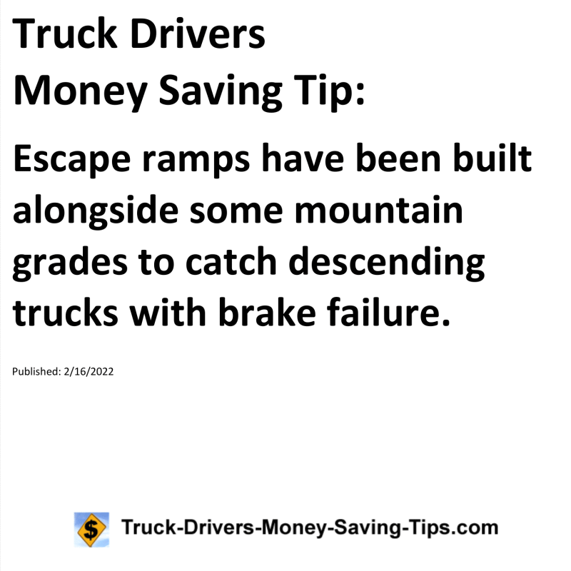 Truck Drivers Money Saving Tip for 02-16-2022