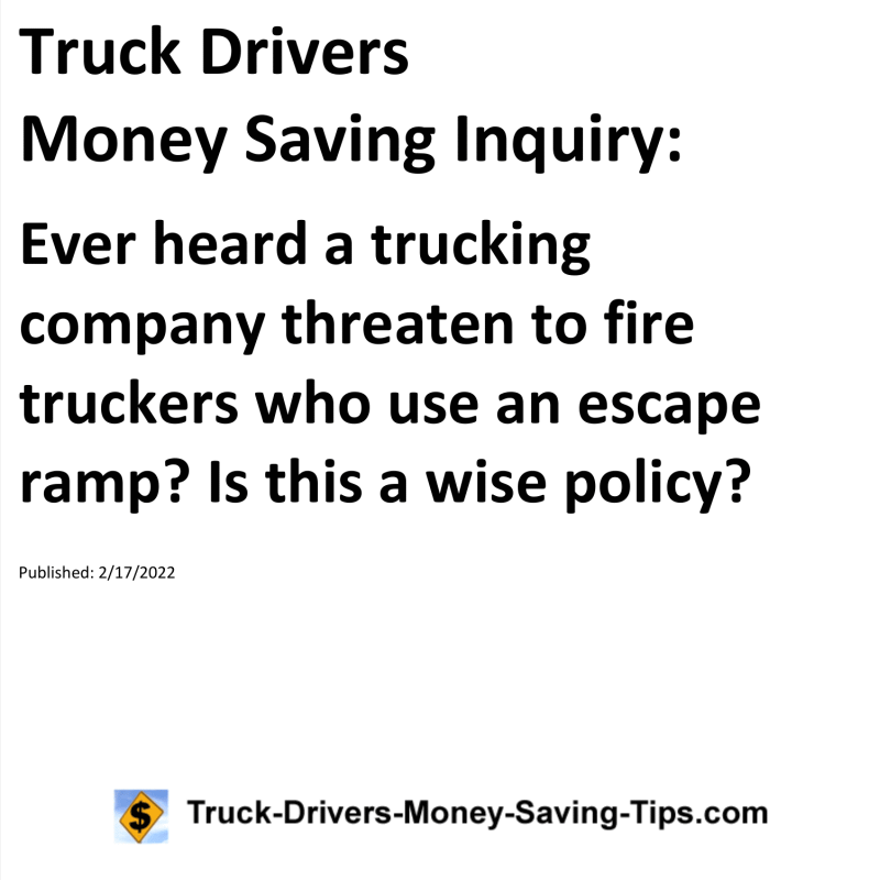 Truck Drivers Money Saving Tip for 02-17-2022