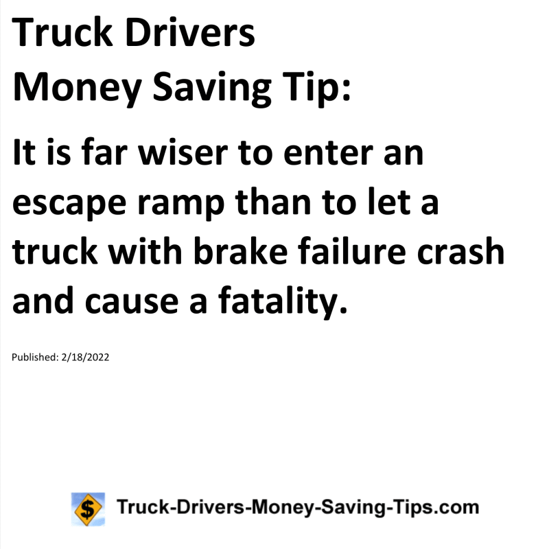 Truck Drivers Money Saving Tip for 02-18-2022