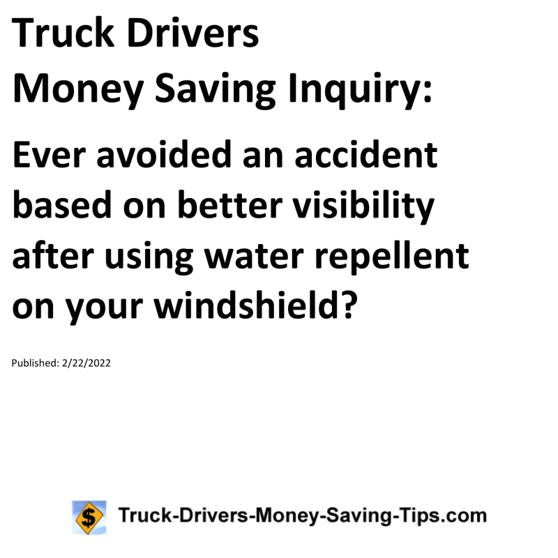 Truck Drivers Money Saving Tip for 02-22-2022