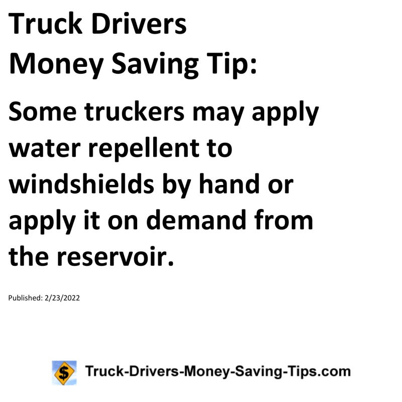 Truck Drivers Money Saving Tip for 02-23-2022