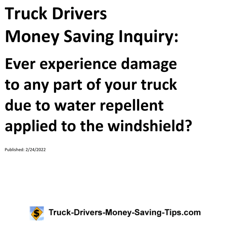 Truck Drivers Money Saving Tip for 02-24-2022