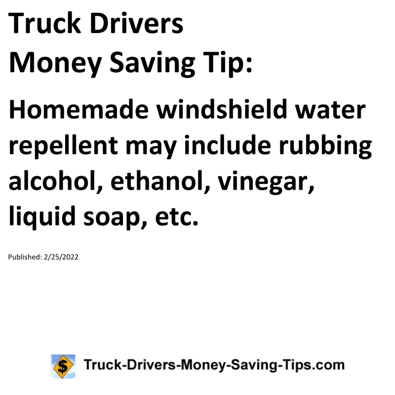 Truck Drivers Money Saving Tip for 02-25-2022