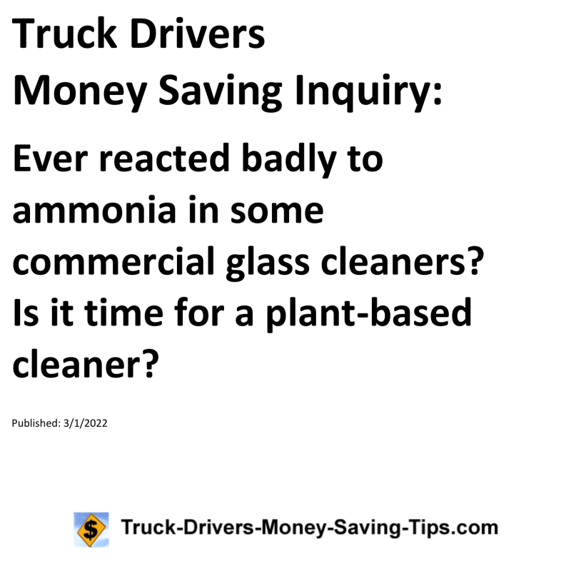 Truck Drivers Money Saving Tip for 03-01-2022