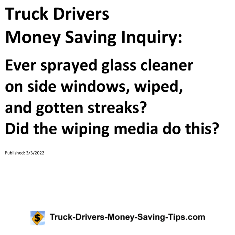 Truck Drivers Money Saving Tip for 03-03-2022