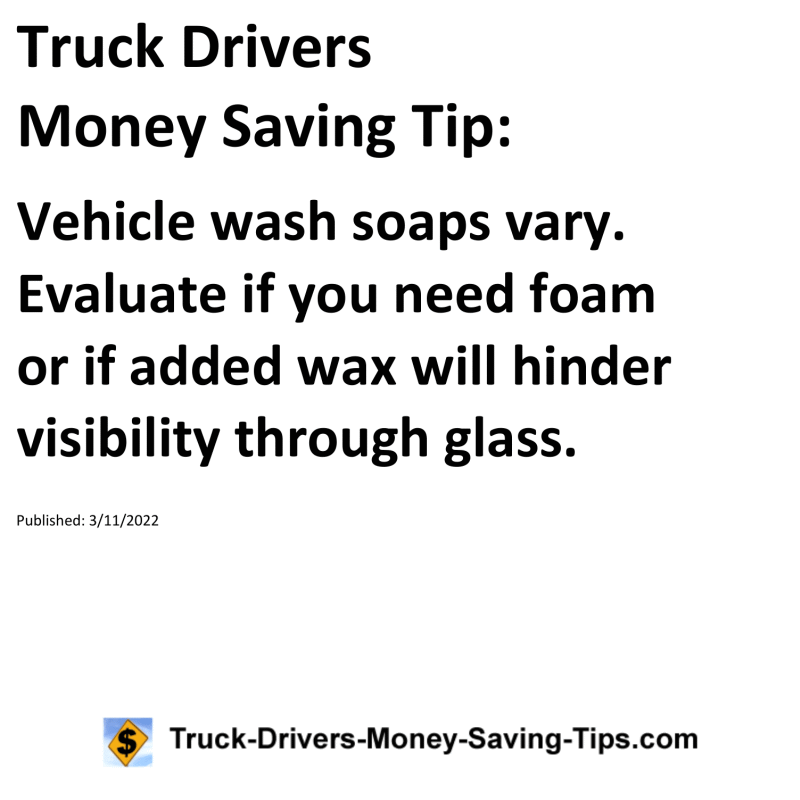 Truck Drivers Money Saving Tip for 03-11-2022