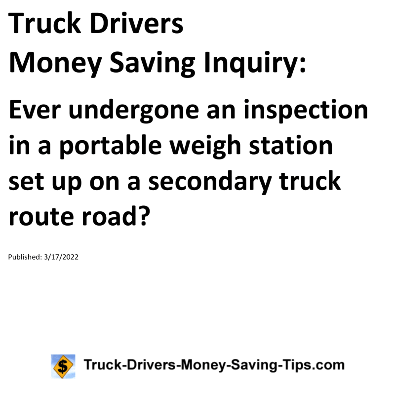 Truck Drivers Money Saving Tip for 03-17-2022