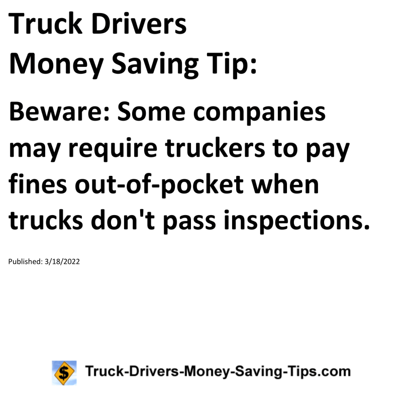 Truck Drivers Money Saving Tip for 03-18-2022