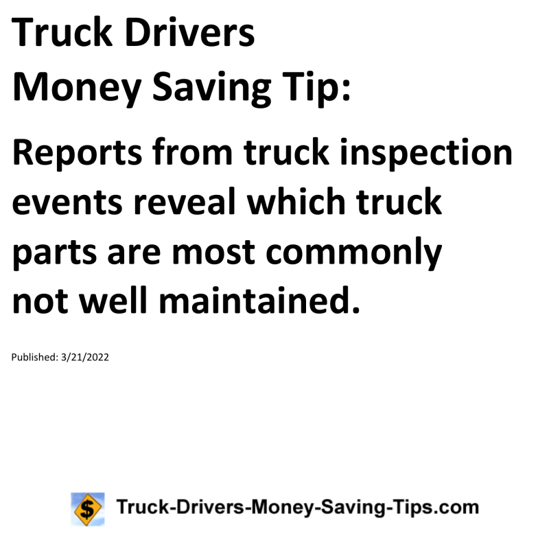 Truck Drivers Money Saving Tip for 03-21-2022