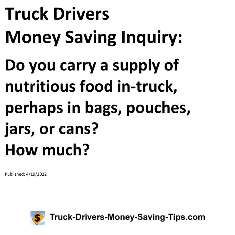 Truck Drivers Money Saving Tip for 04-19-2022