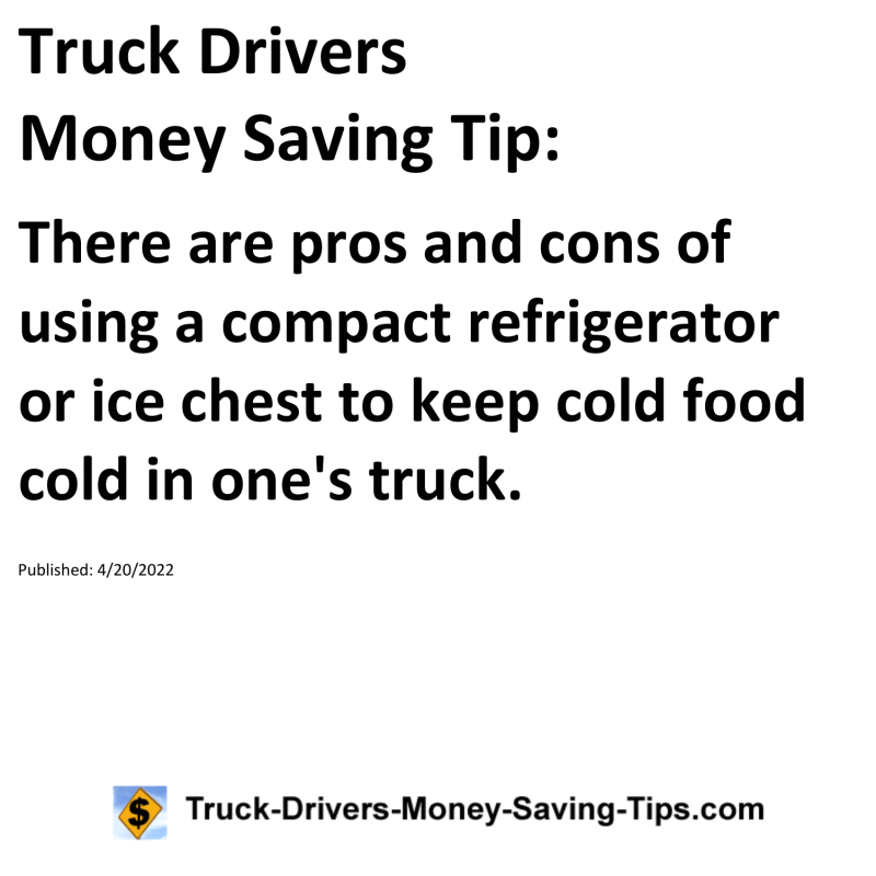 Truck Drivers Money Saving Tip for 04-20-2022