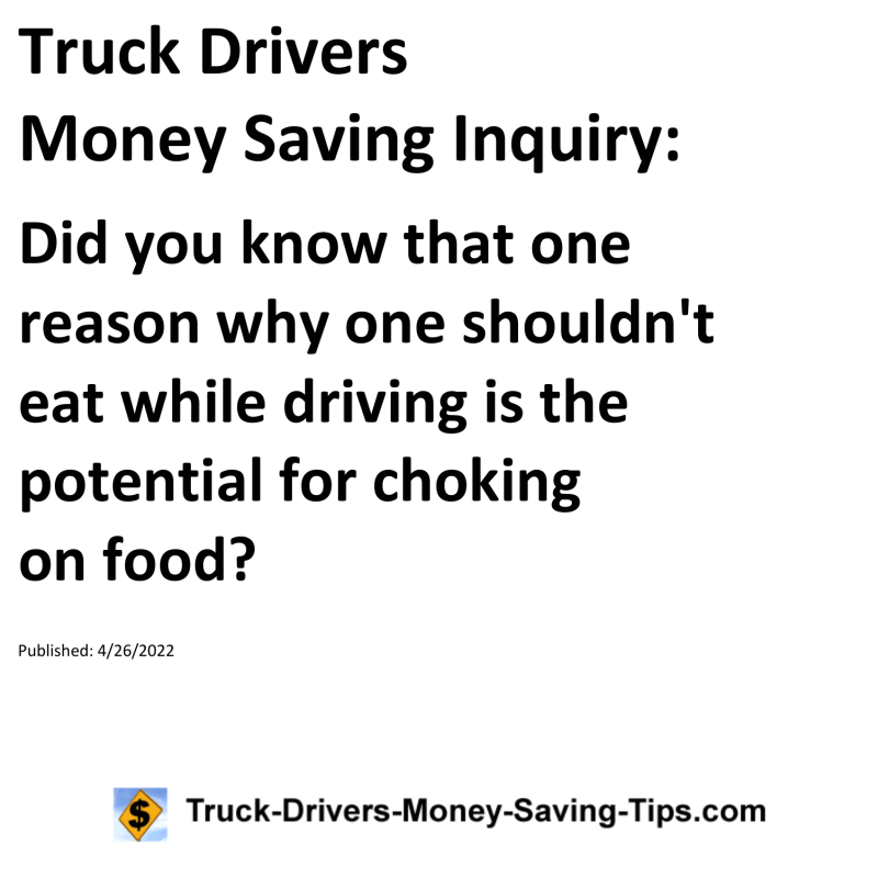 Truck Drivers Money Saving Tip for 04-26-2022