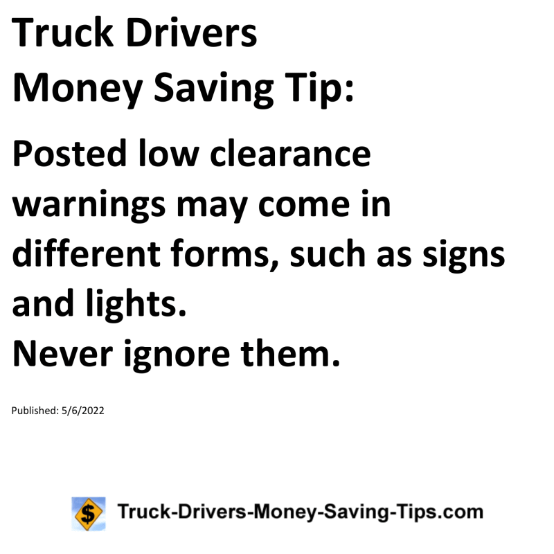 Truck Drivers Money Saving Tip for 05-06-2022