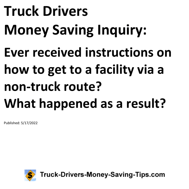 Truck Drivers Money Saving Tip for 05-17-2022