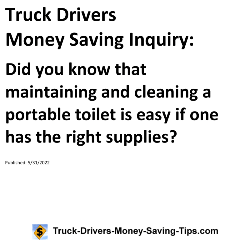 Truck Drivers Money Saving Tip for 05-31-2022