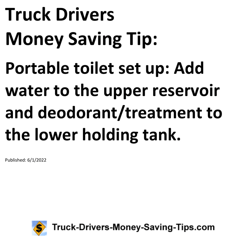 Truck Drivers Money Saving Tip for 06-01-2022