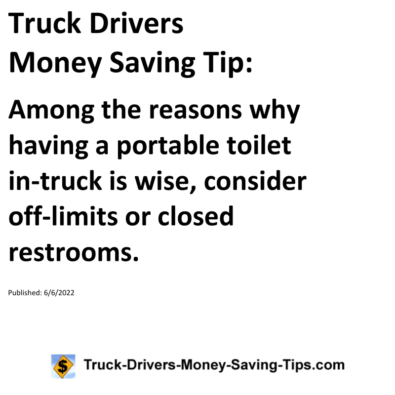 Truck Drivers Money Saving Tip for 06-06-2022