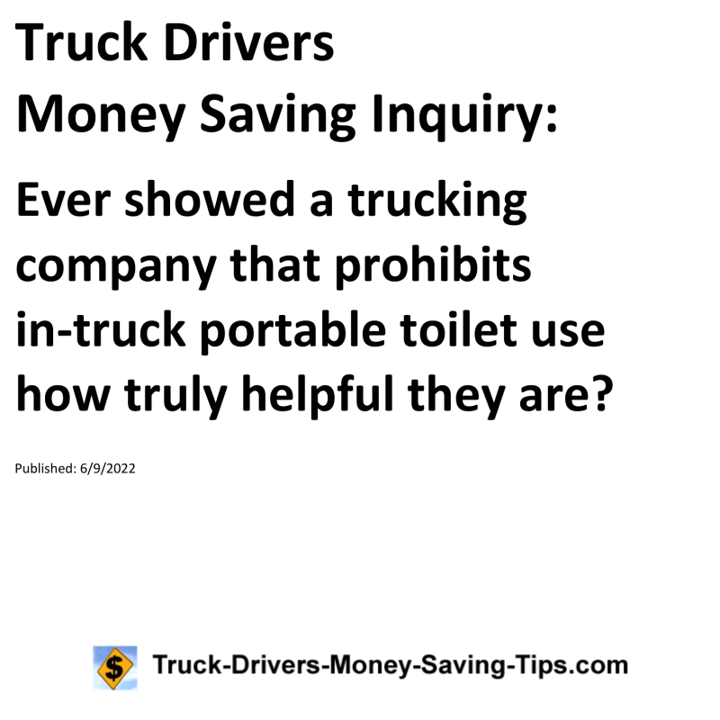 Truck Drivers Money Saving Tip for 06-09-2022