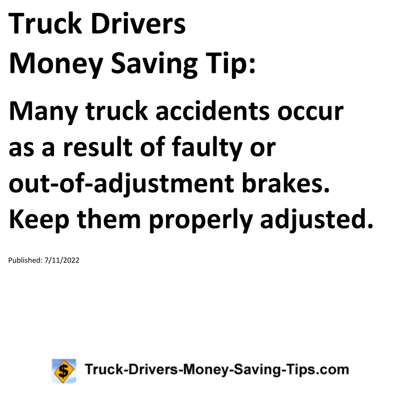 Truck Drivers Money Saving Tip for 07-11-2022