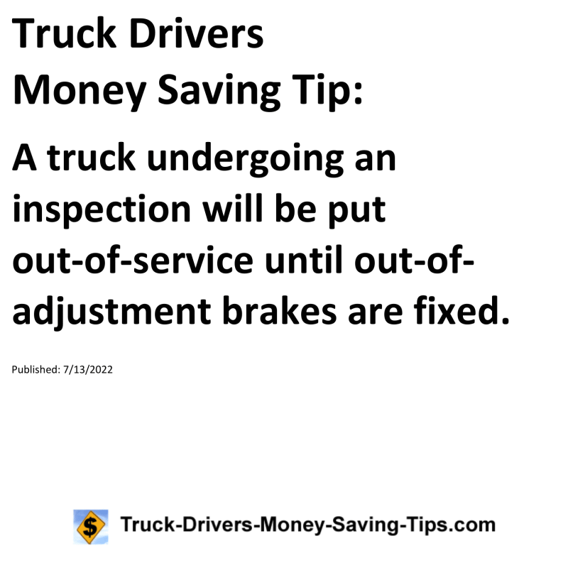 Truck Drivers Money Saving Tip for 07-13-2022