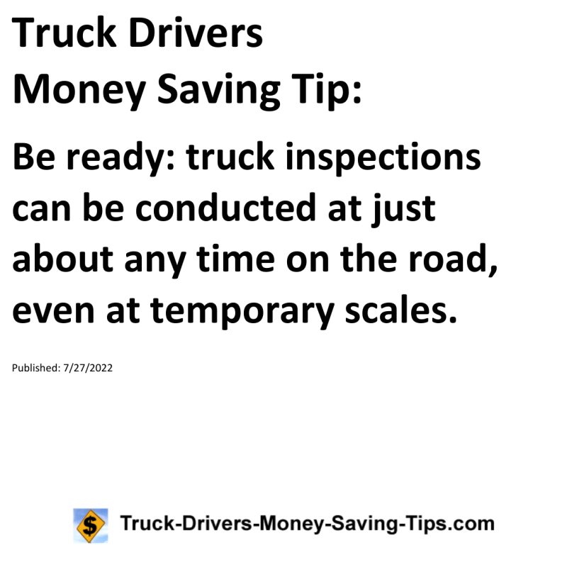 Truck Drivers Money Saving Tip for 07-27-2022