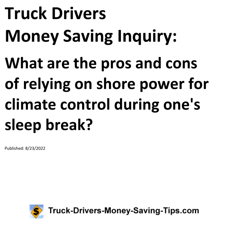 Truck Drivers Money Saving Tip for 08-23-2022