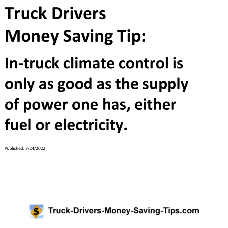 Truck Drivers Money Saving Tip for 08-24-2022