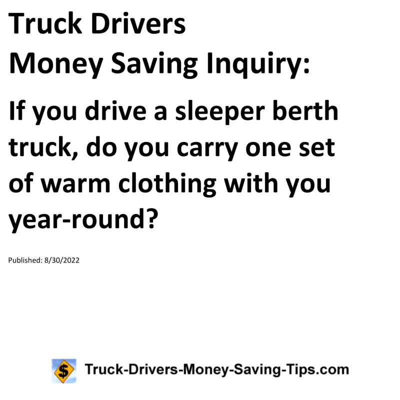 Truck Drivers Money Saving Tip for 08-30-2022