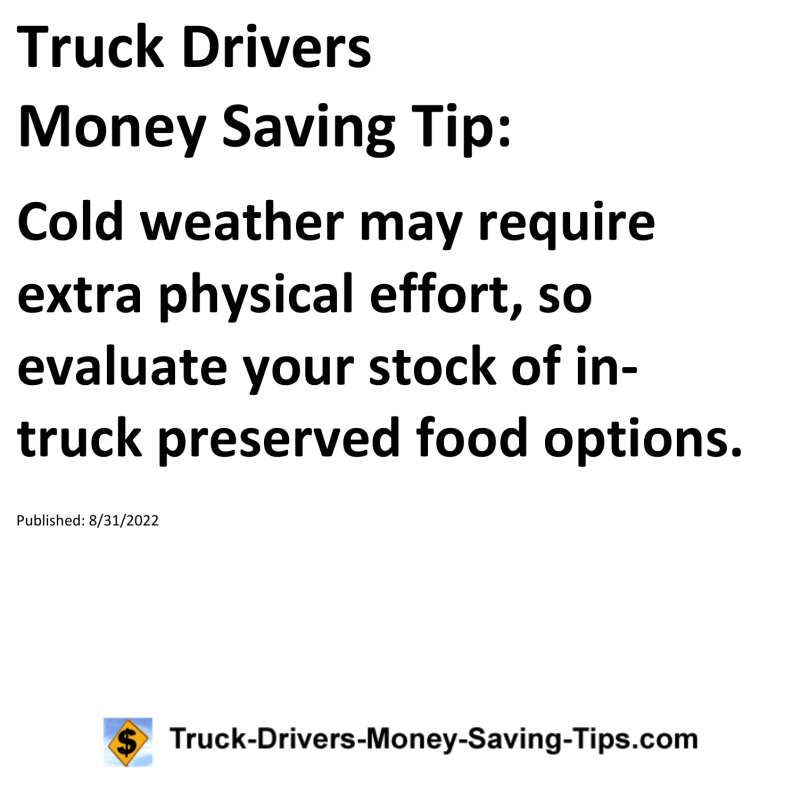 Truck Drivers Money Saving Tip for 08-31-2022