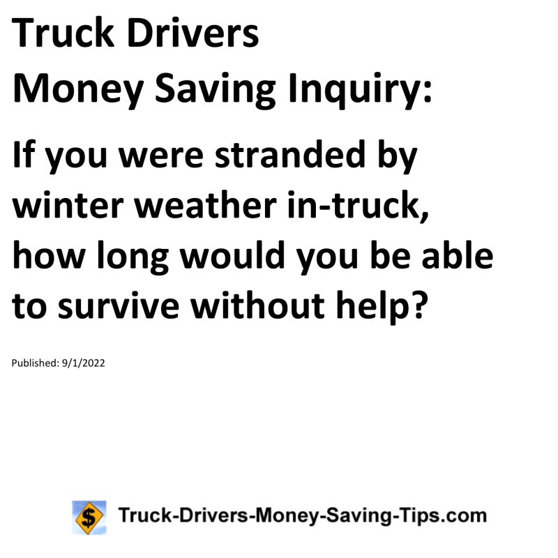 Truck Drivers Money Saving Tip for 09-01-2022