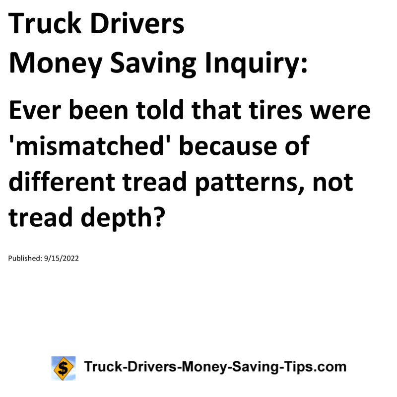 Truck Drivers Money Saving Tip for 09-15-2022