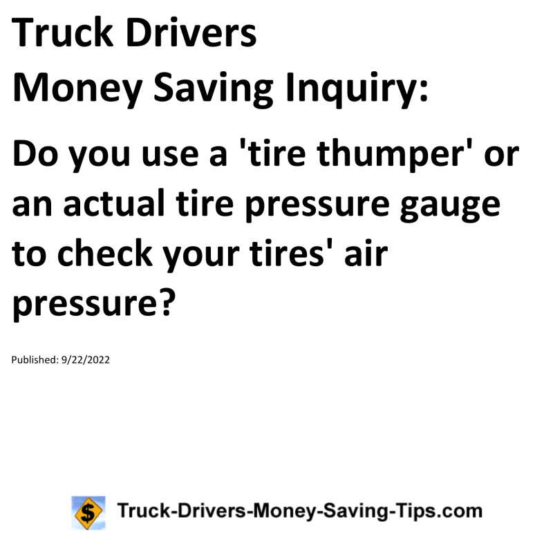 Truck Drivers Money Saving Tip for 09-22-2022