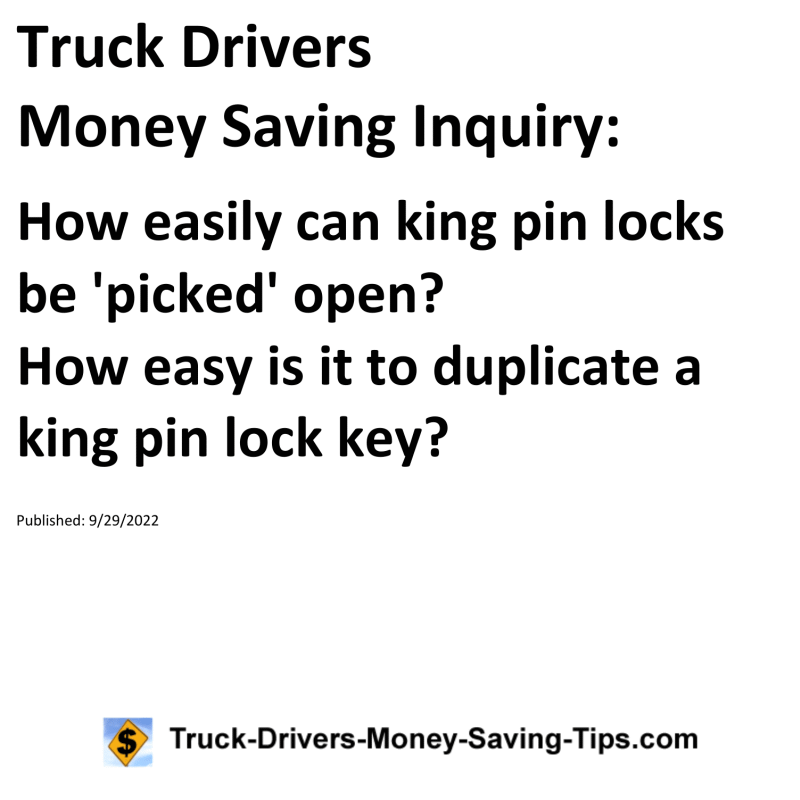 Truck Drivers Money Saving Tip for 09-29-2022