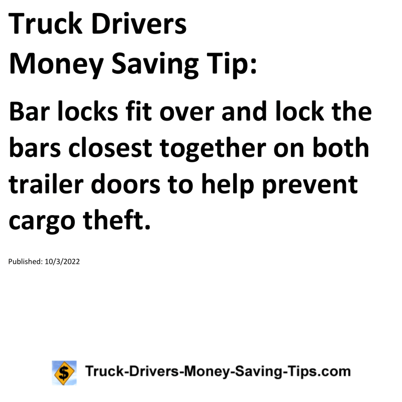 Truck Drivers Money Saving Tip for 10-03-2022