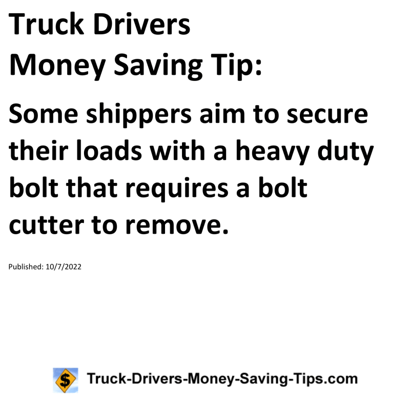 Truck Drivers Money Saving Tip for 10-07-2022