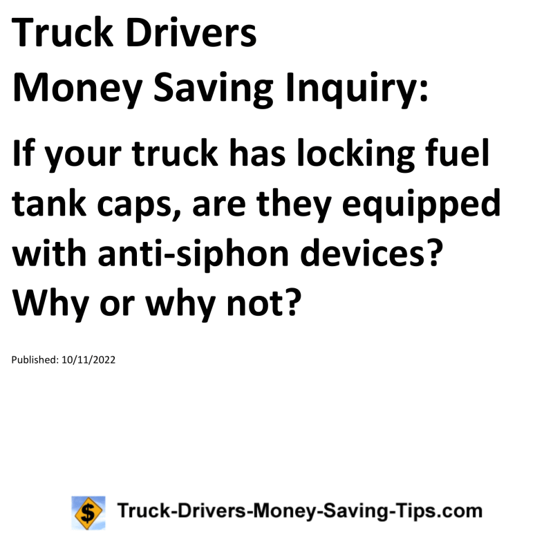 Truck Drivers Money Saving Tip for 10-11-2022