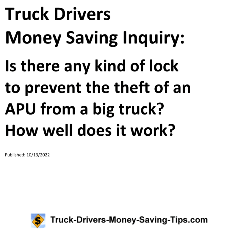 Truck Drivers Money Saving Tip for 10-13-2022