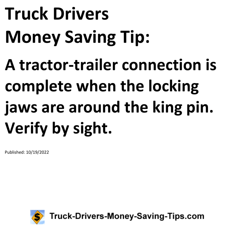 Truck Drivers Money Saving Tip for 10-19-2022